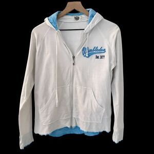 Wimbleton Official Blue White Full Zip‎ Cotton Light weight Hoodie Size 10